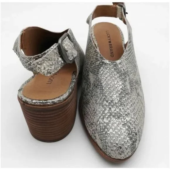 Lucky Brand - Lideton Slingback Booties Leather (gray snakeskin) New Sz 7 - Picture 6 of 9